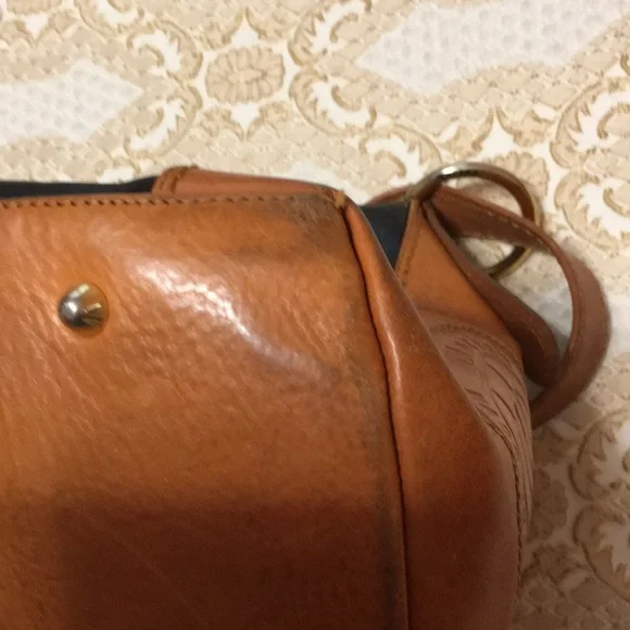 MARINO ORLANDI Genuine Leather Black/Brown ColorBlock Shoulder Bag Made in Italy - Picture 5 of 16